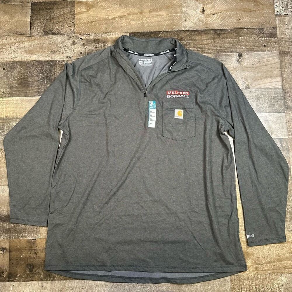 Carhartt Force Men’s Size 2XL Pullover Sweater Grey 1/4 Zip Relaxed Fit NWT